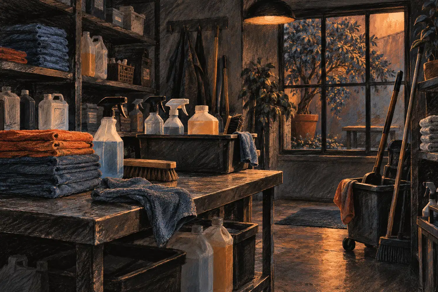 Illustration of cleaning businesses and their working space