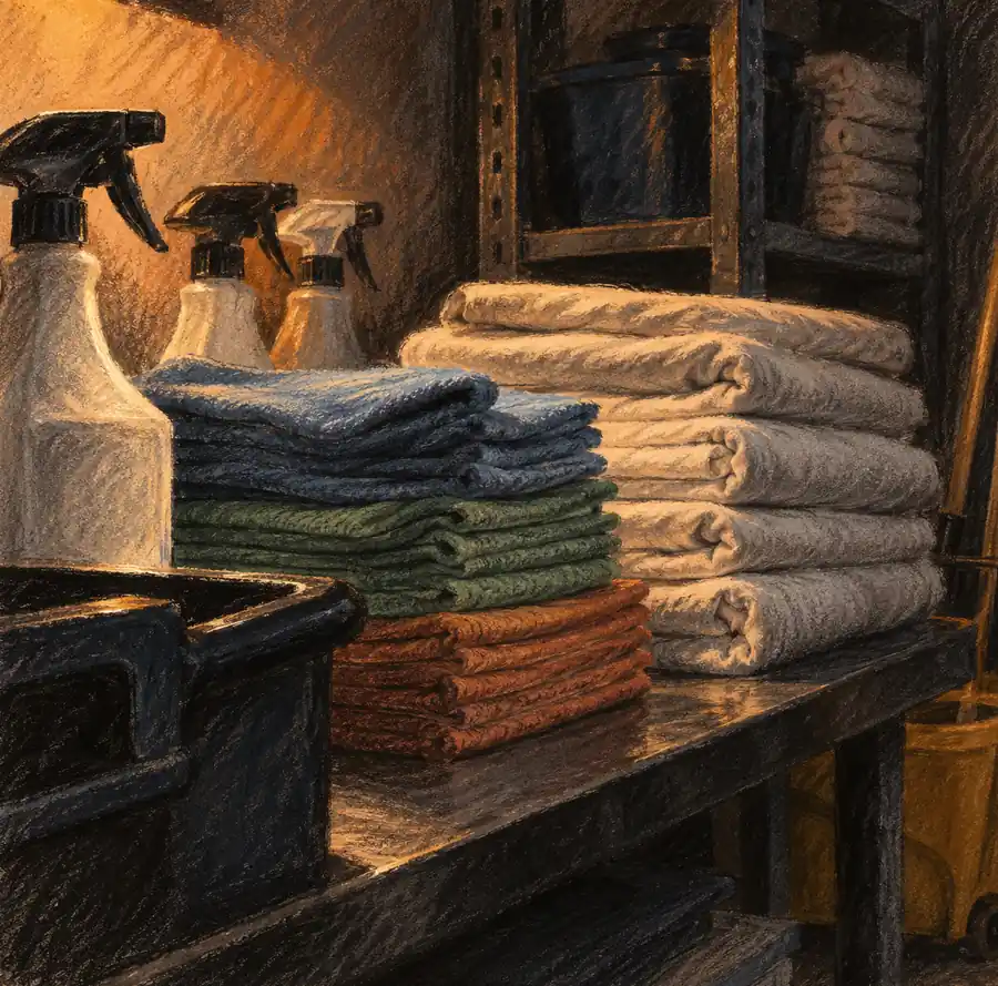 Illustration of cleaning businesses equipment and workspace